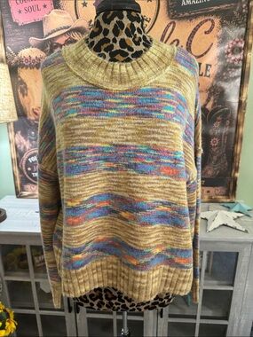 NWT  BILLABONG Adventure Division  Stripe Crewneck Sweater - Mustard  Size Large
